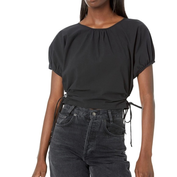madewell crop cinched sides black “jewel” top - Picture 3 of 6
